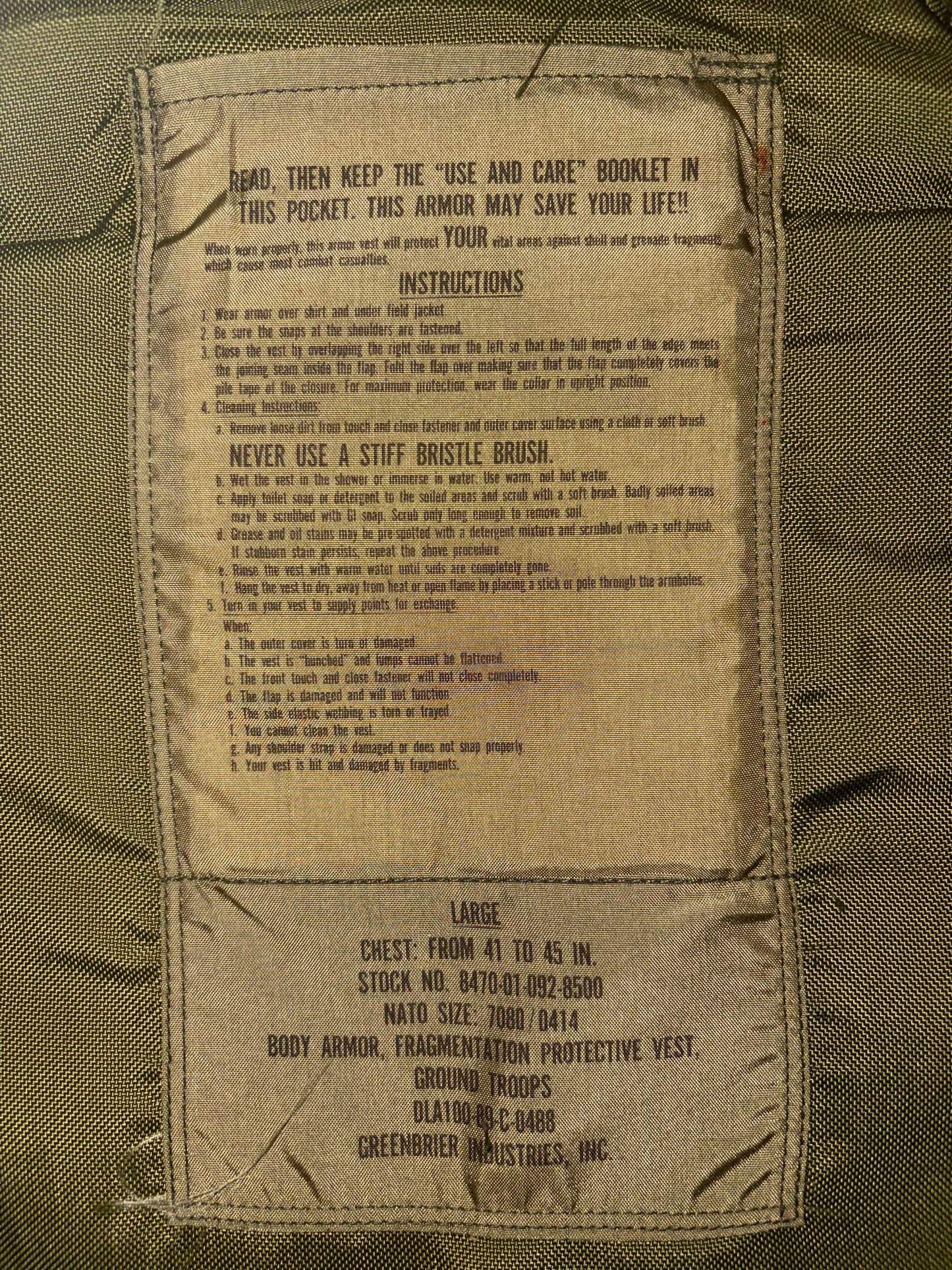 Genuine Pasgt Flak Vest